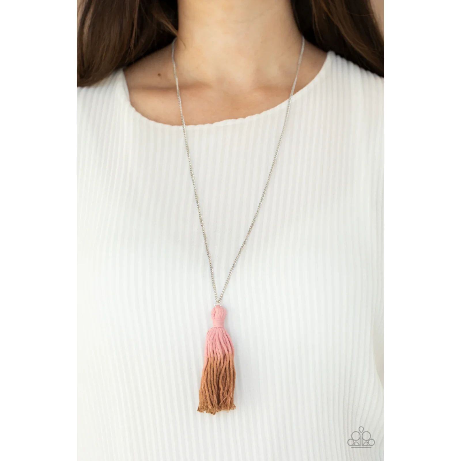 Totally Tasseled Pink Necklace 422